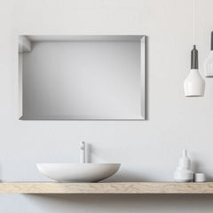 Frameless Beveled Prism Wall Mirror, Clear Square or Rectangular Decorative Mirror for Bathroom, Bedroom and Home Decor