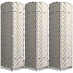 6 Panel Room Divider, 6ft Tall Extra Wide Folding Privacy Screen with Hand-Woven Mesh Panels